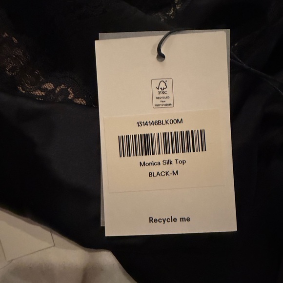 Reformation Monica Silk Top Black - Size M - Picture 7 of 7